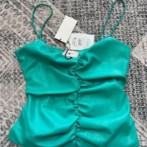 7 For All Mankind Turquoise Ruched Blouse